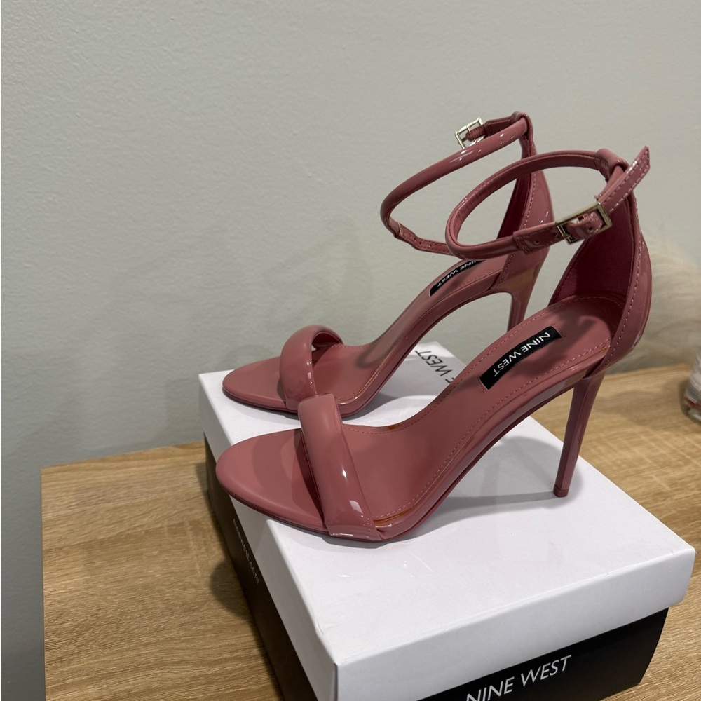 Nine West Pink Patent Ankle-Strap Stiletto Heels